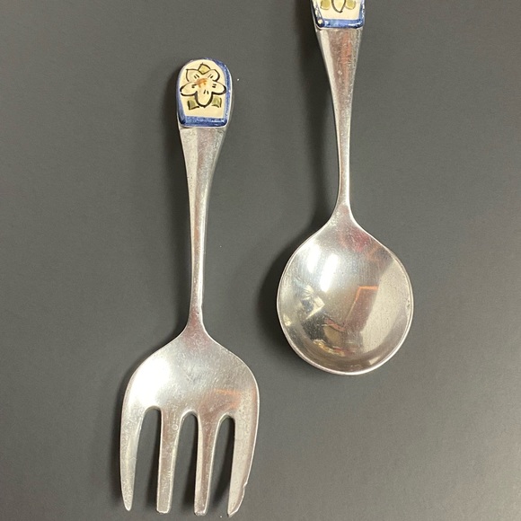 Aluminum Metal Salad Spoon Fork Serving Set - Picture 4 of 10